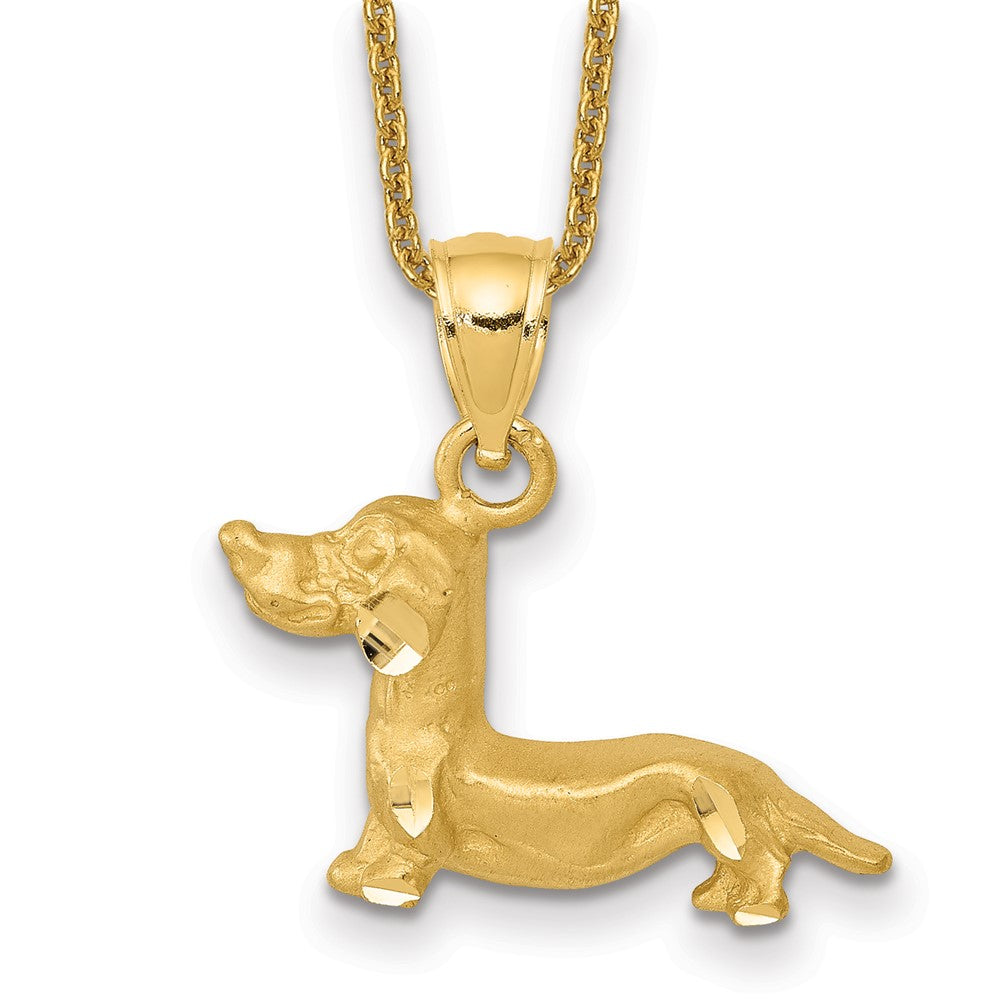 14k Diamond-cut Dachshund Necklace