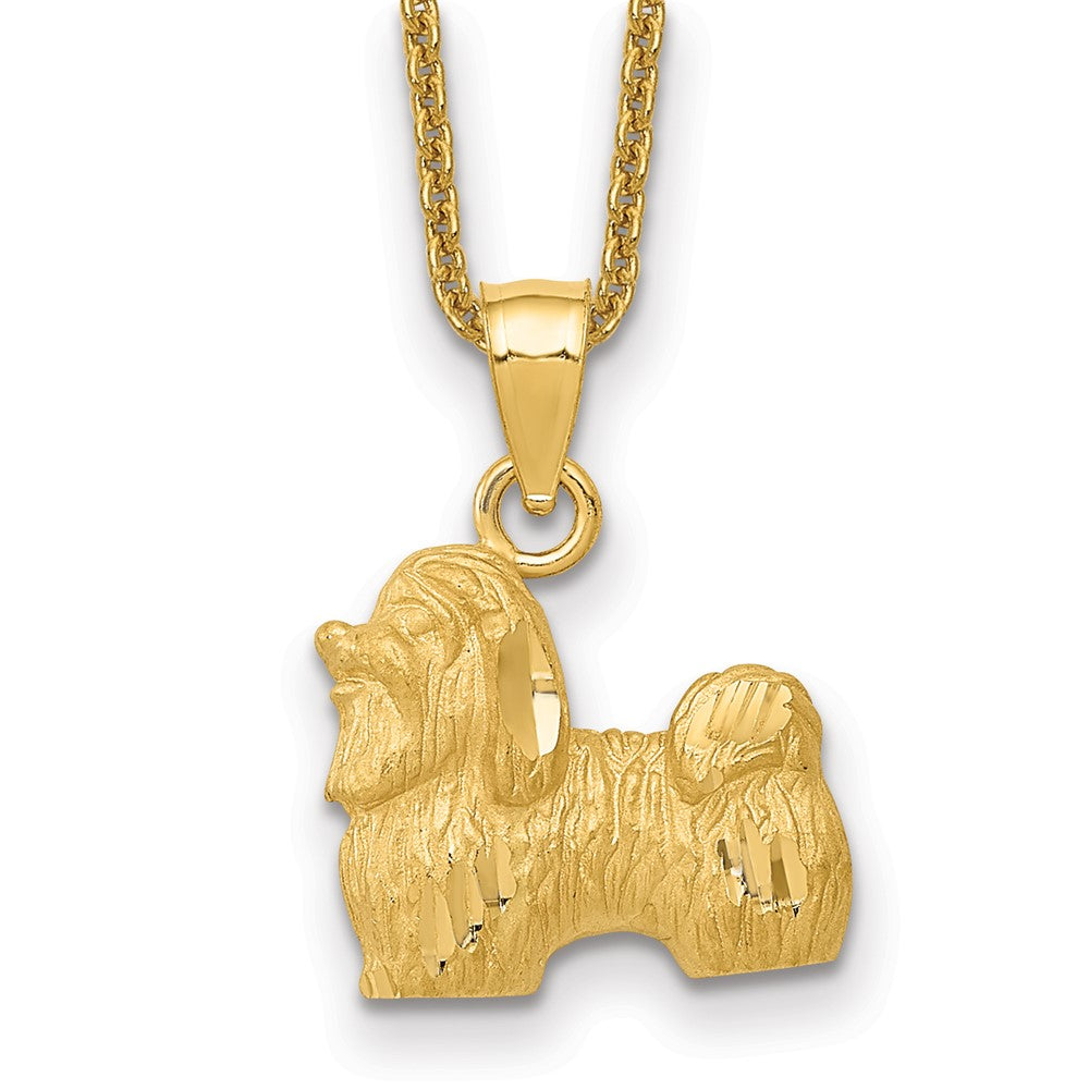 14K Diamond-cut Shih Tzu Pendant w/ chain