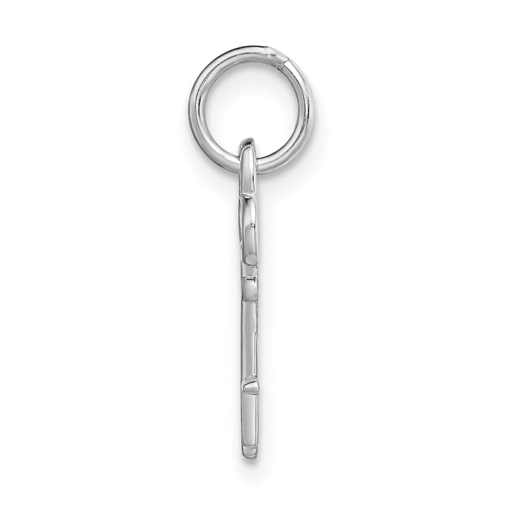 14K White Gold Key Letter T Initial Charm