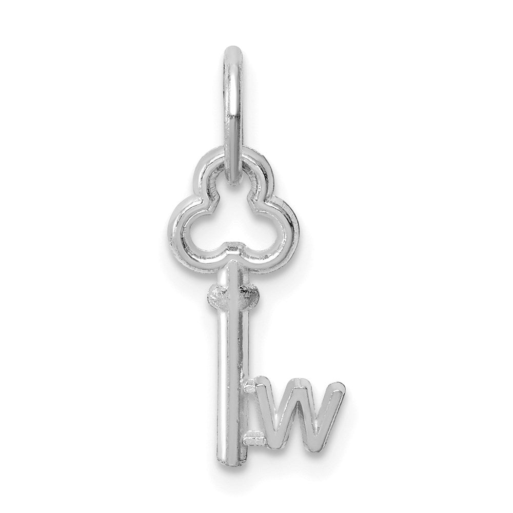 14K White Gold Key Letter W Initial Charm