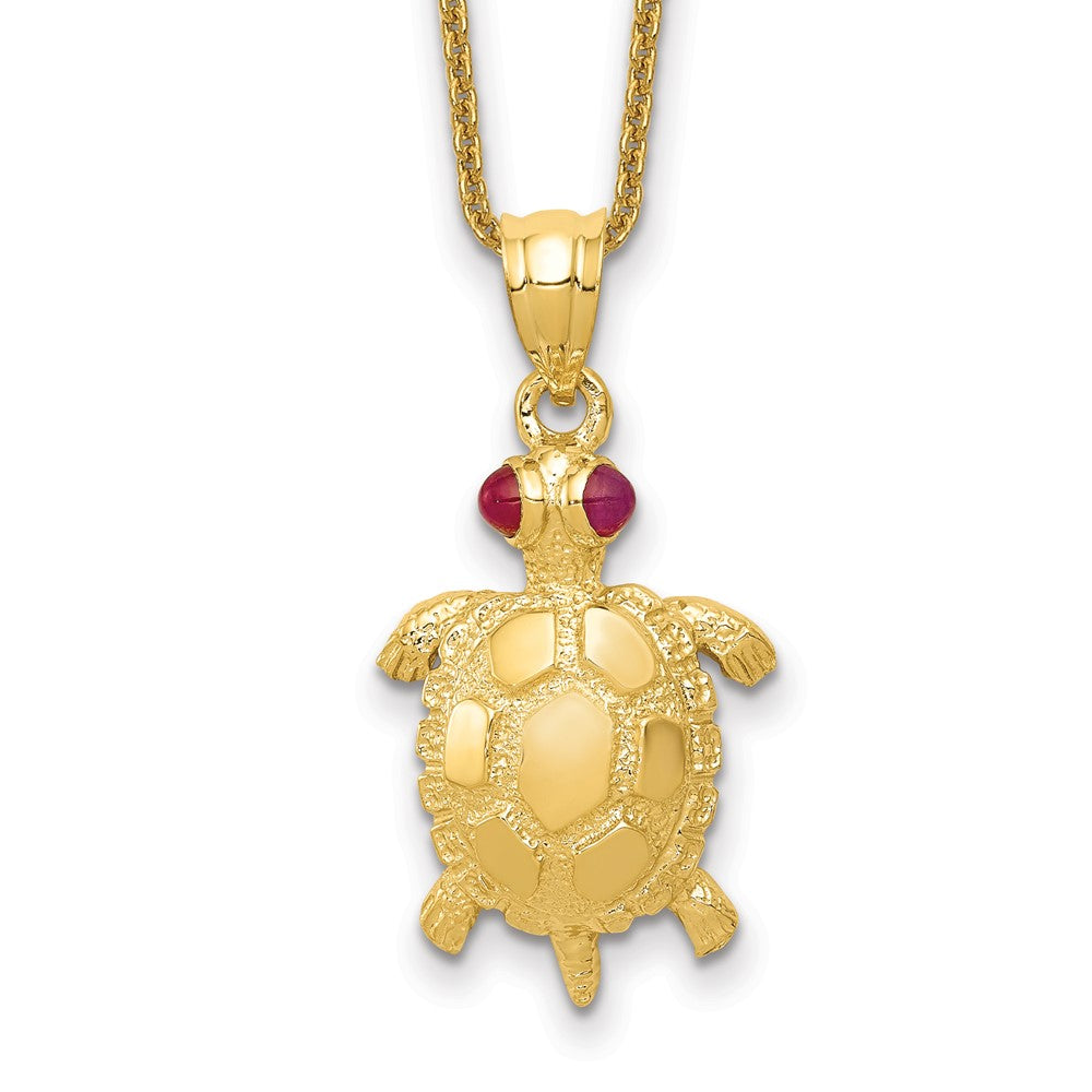 14k Turtle with Ruby Eyes Necklace