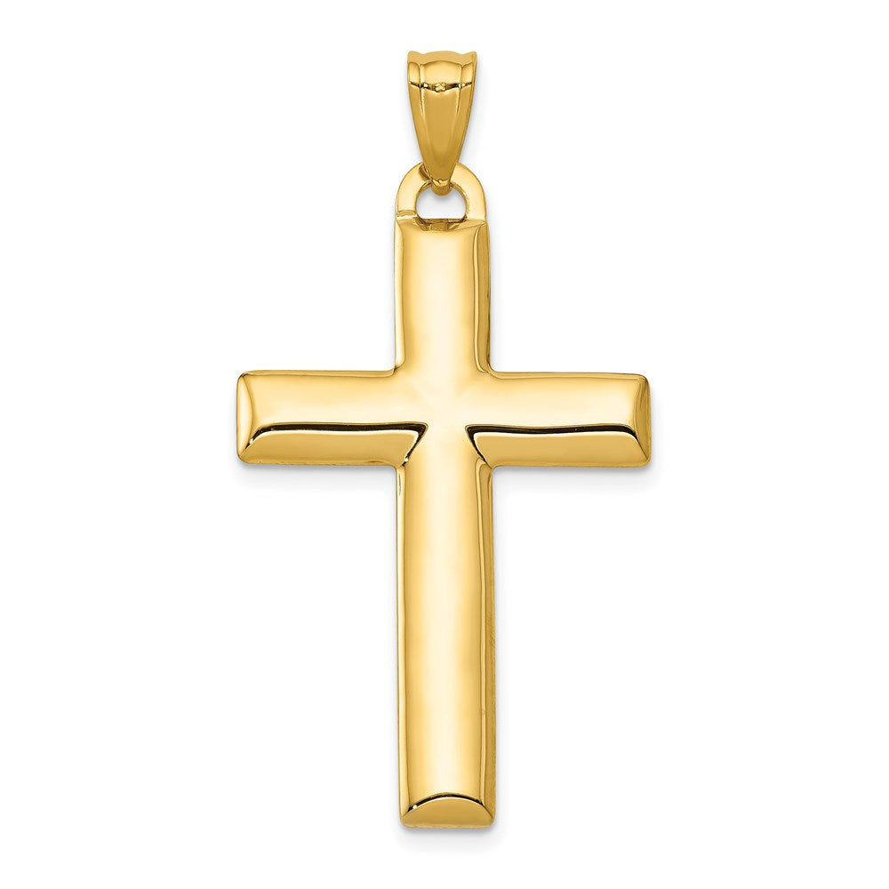 14K W/Rhodium Reversible Yellow/White Cross Pendant