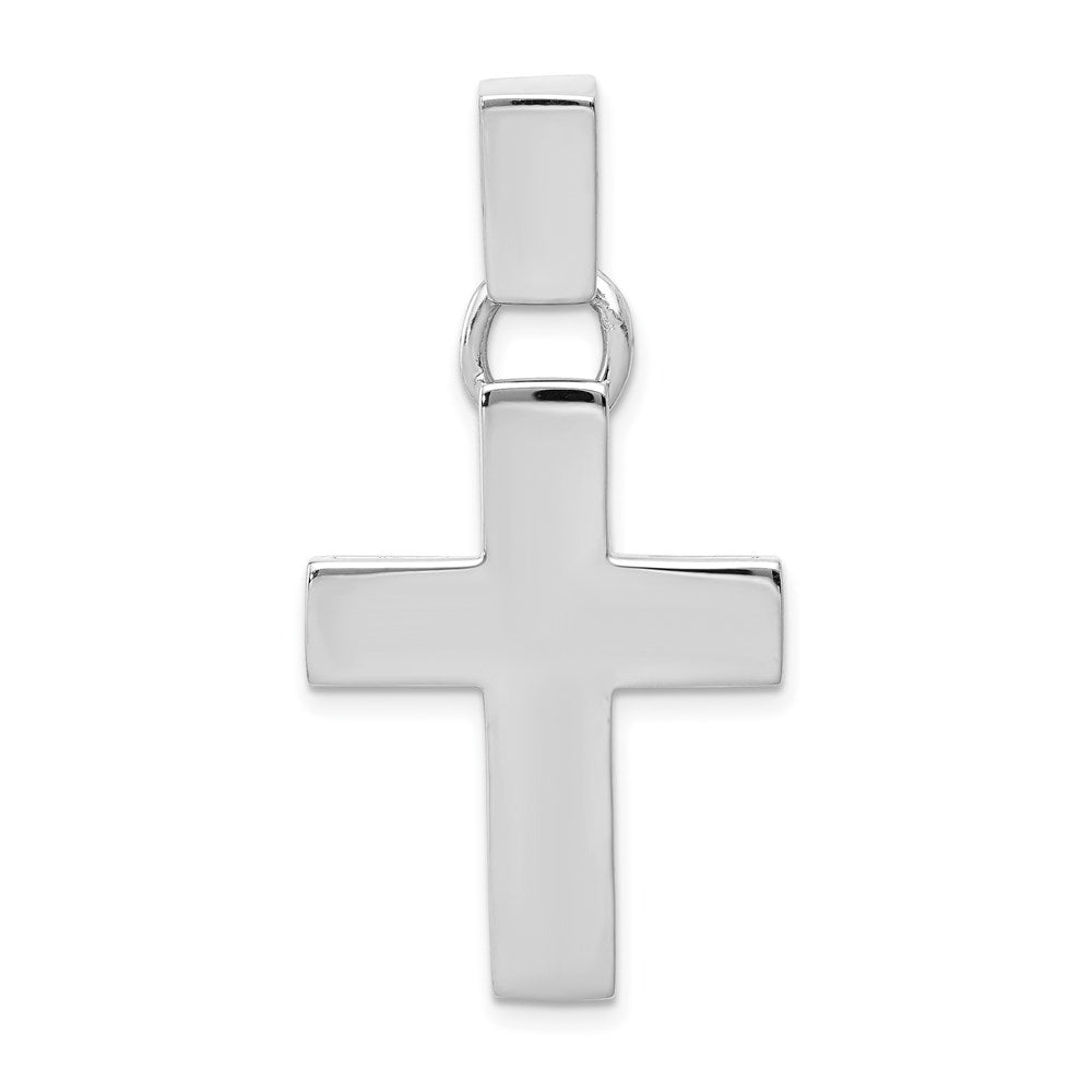 14k White Gold Modern Cross Pendant