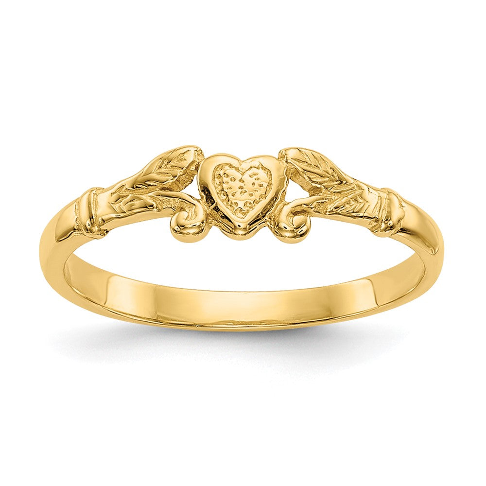 14k Textured Mini Heart Size 1 Ring