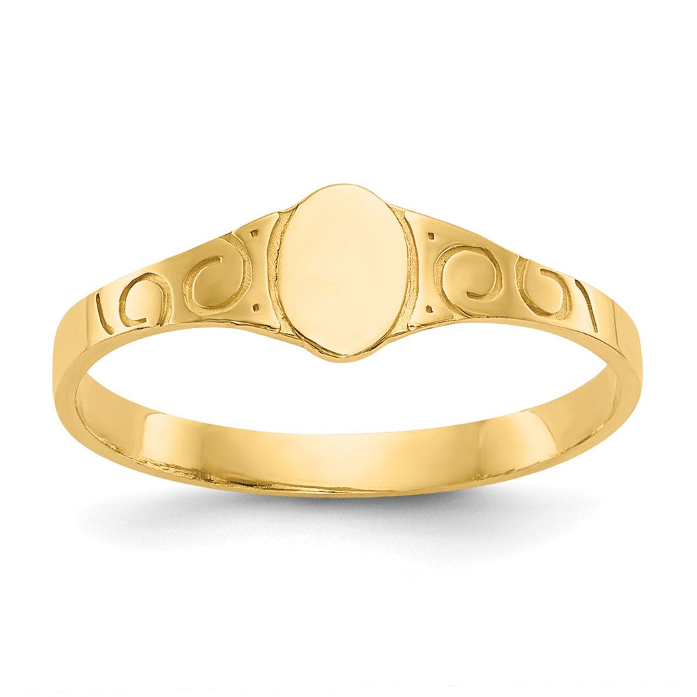 14k Polished 4.0x Closed Back Size 3 Oval Signet Ring