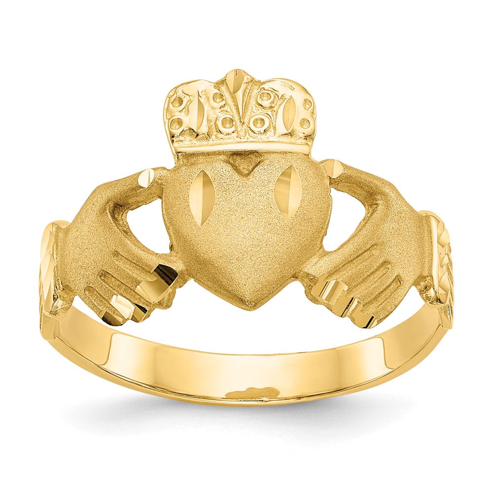 14K Diamond-cut Claddagh Ring