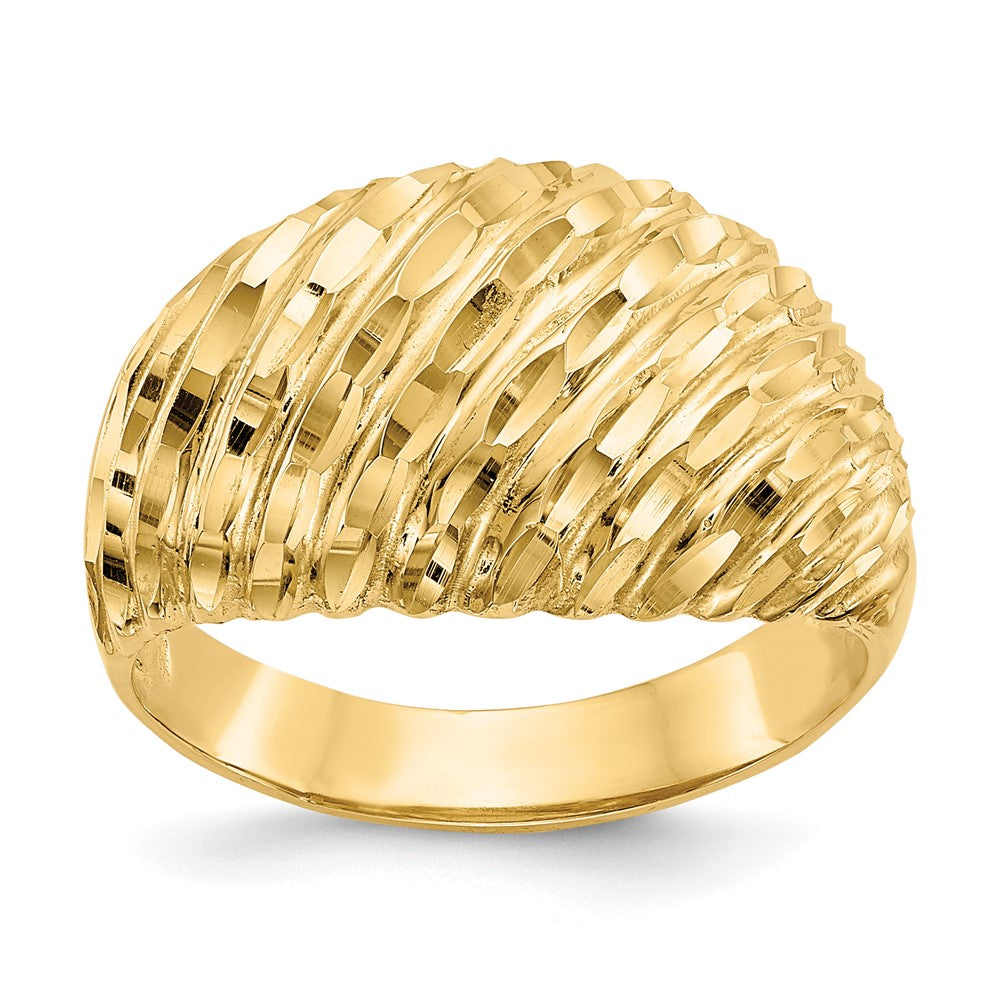 14K Diamond-cut Domed Ring