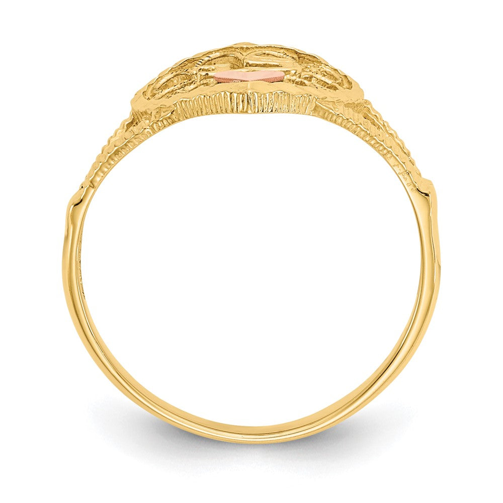 14K Two-tone Diamond-cut Quinceanera Heart Ring