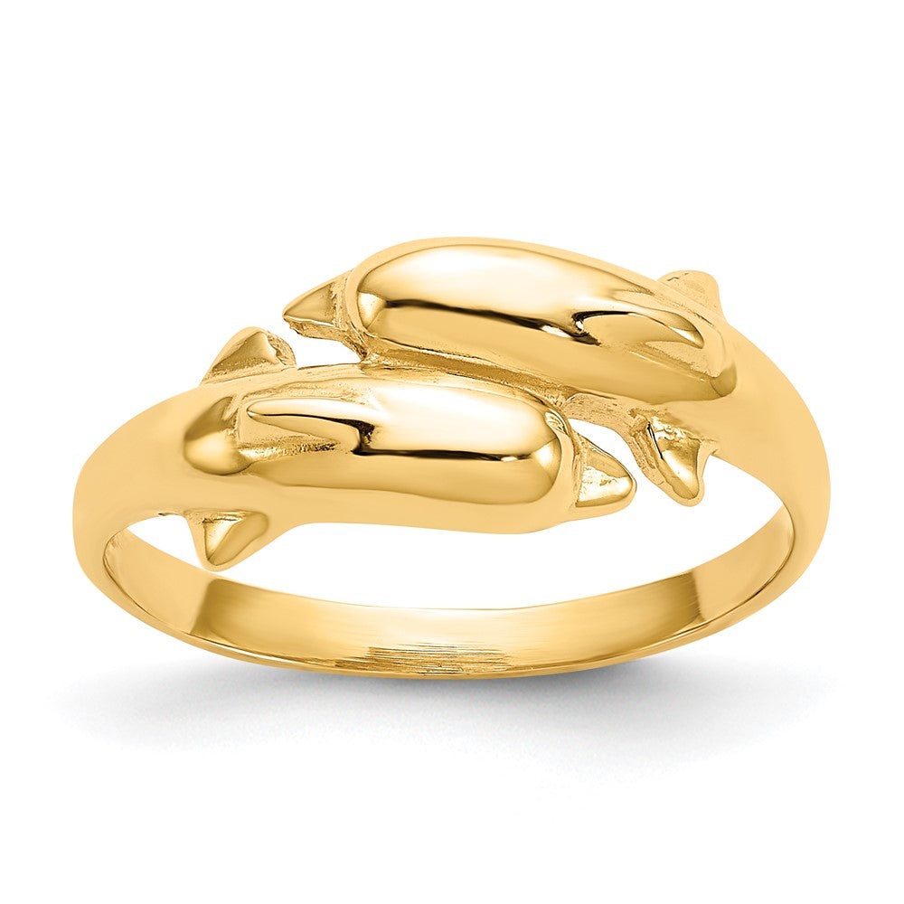 14k Double Dolphin Ring