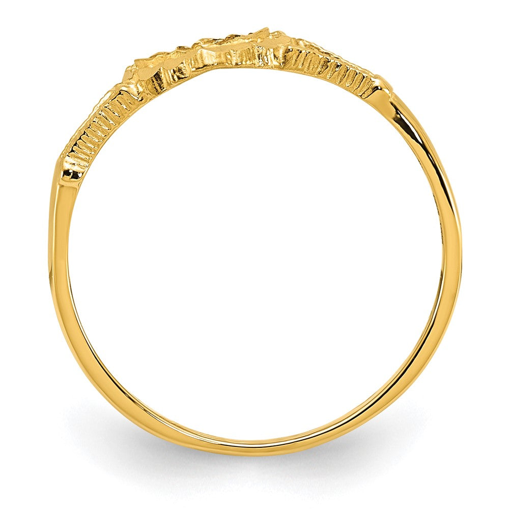 14K Diamond-Cut Cross in Heart Size 4 Ring