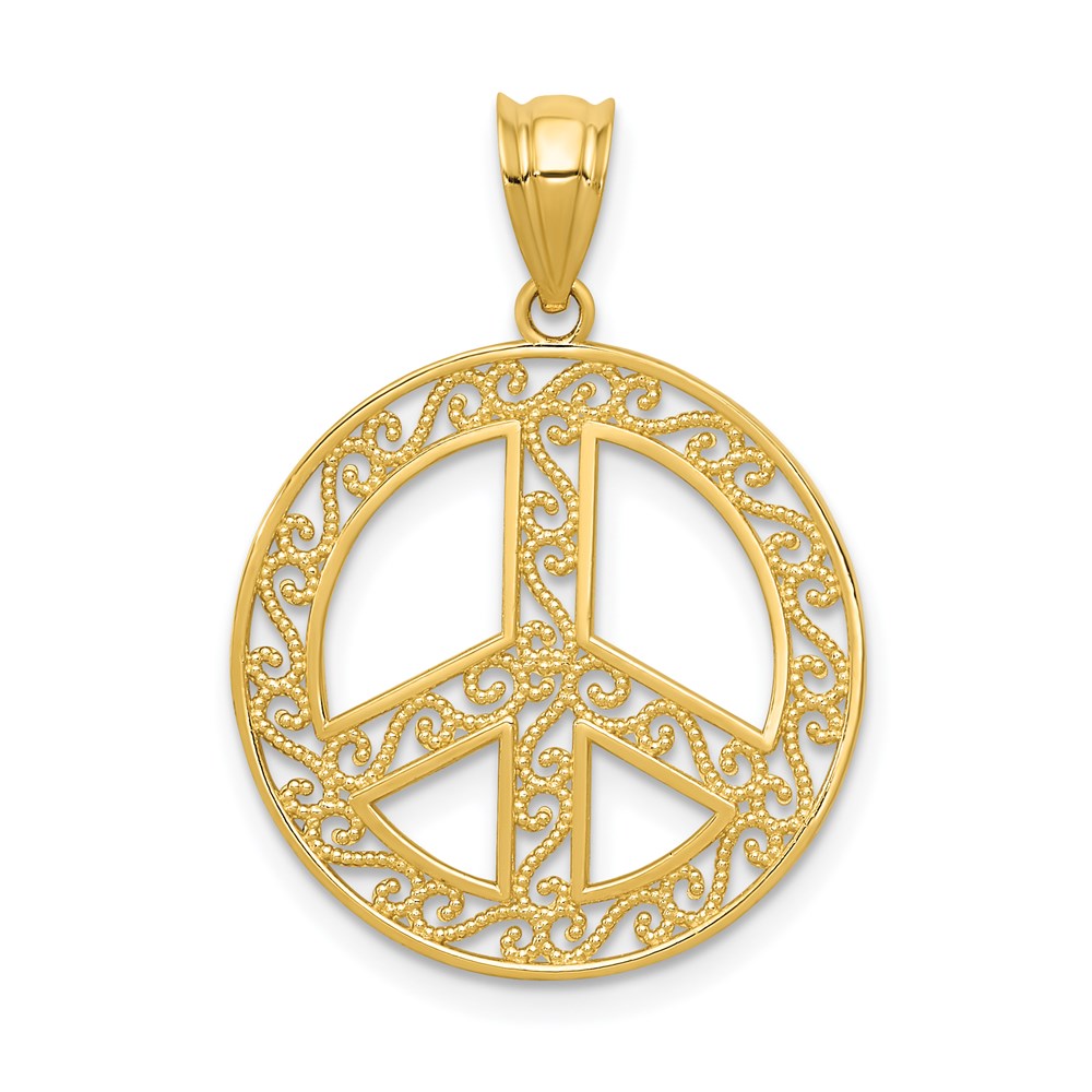 14k Filigree Peace Sign Pendant