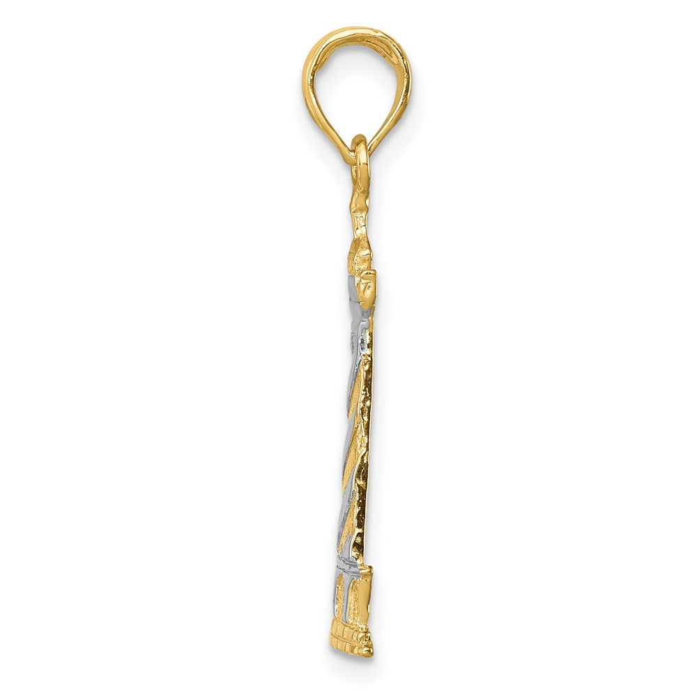 14K and White Rhodium Cape Hatteras Lighthouse Pendant