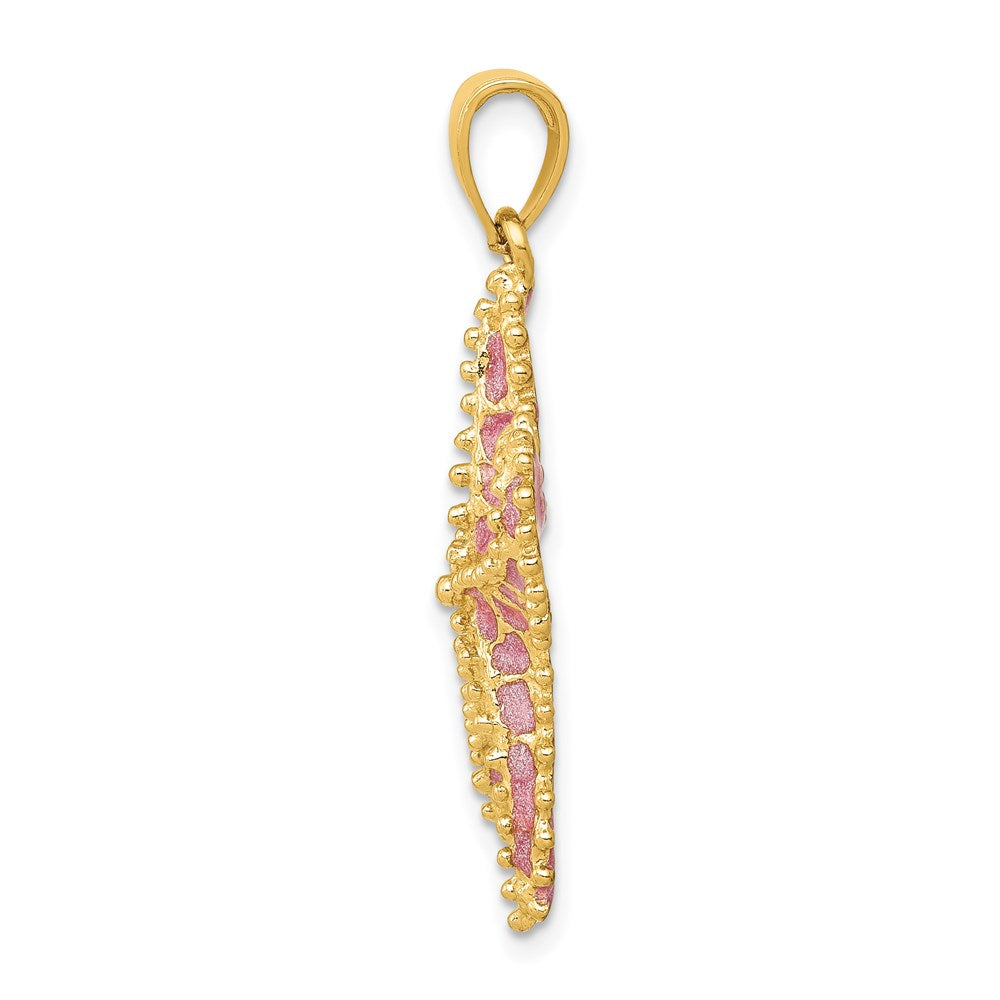 14K Pink Enameled Starfish Pendant