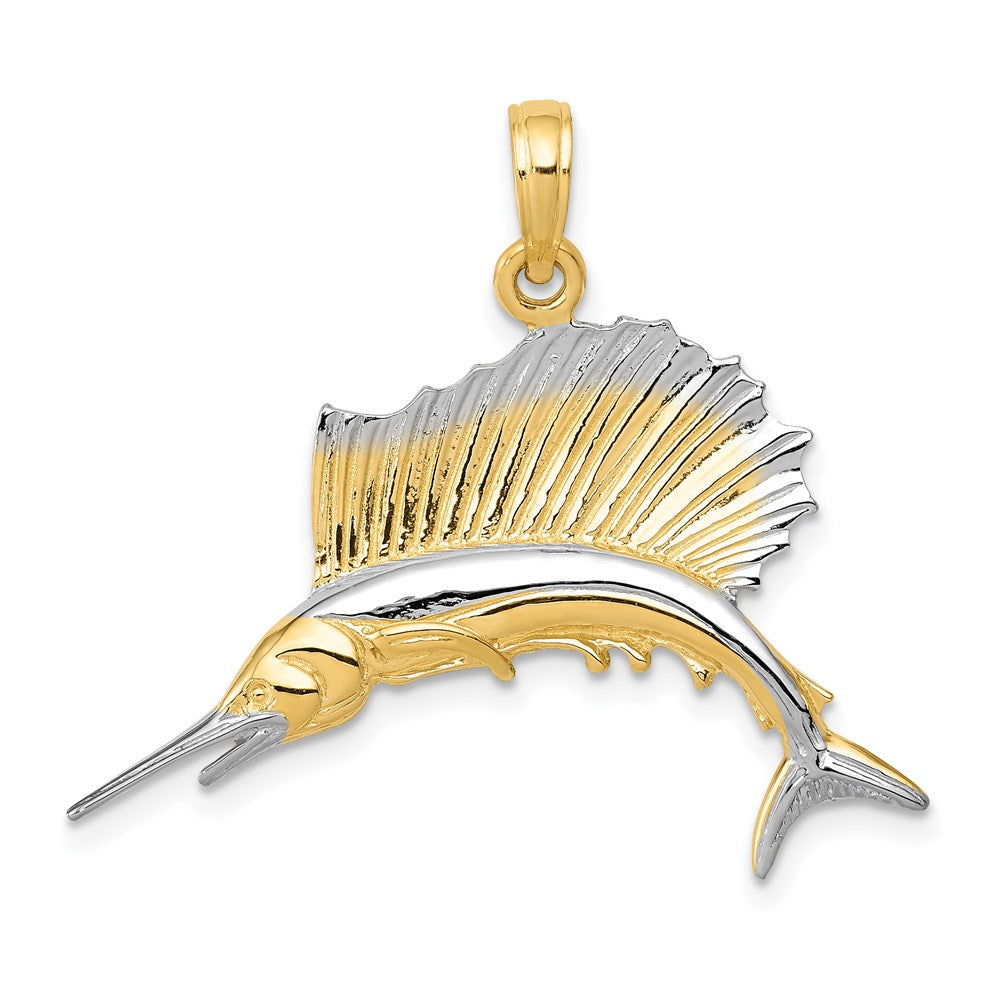 14K w/Rhodium Sailfish Pendant