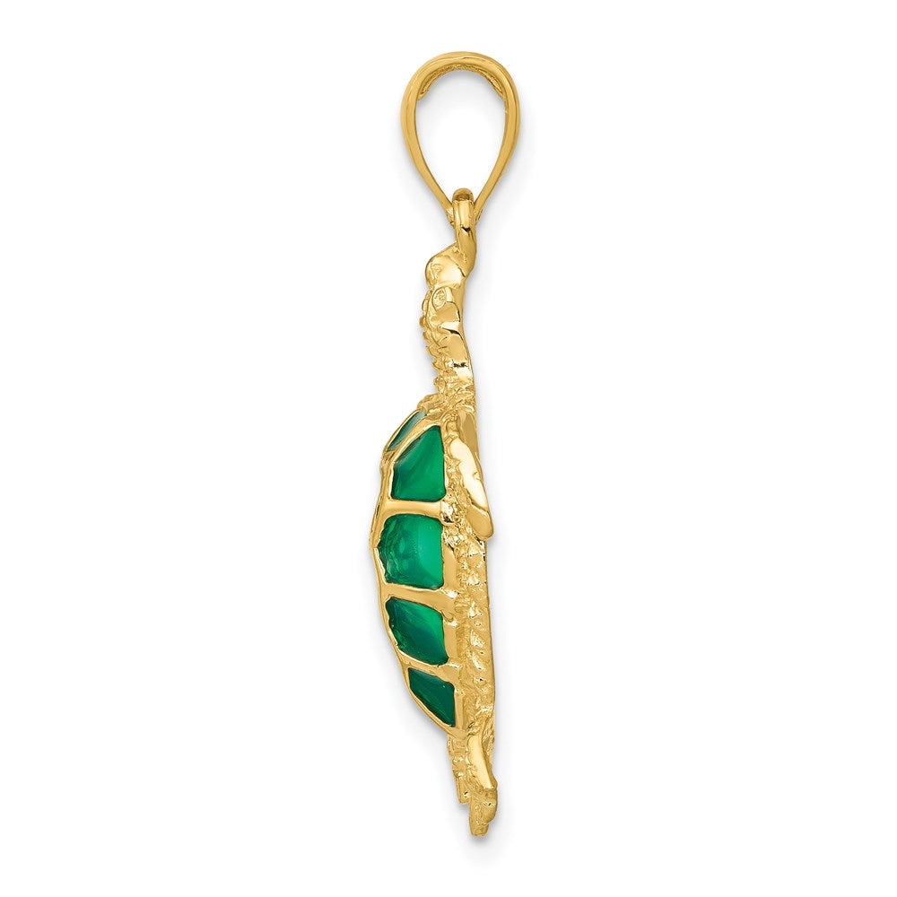 14k Green Enameled Sea Turtle Necklace