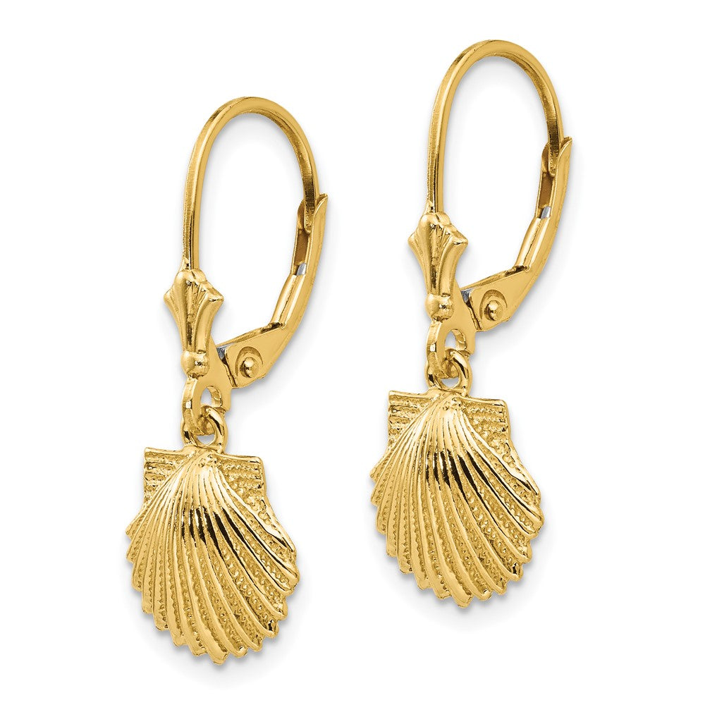 14K Scallop Shell Leverback Earrings