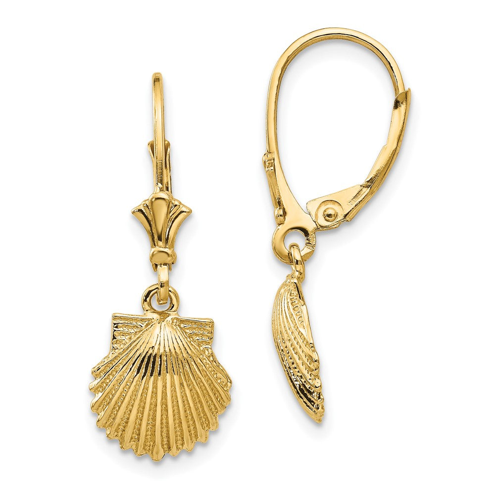 14K Scallop Shell Leverback Earrings