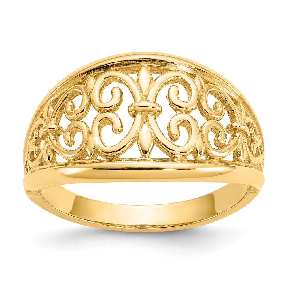 14K Fleur-De-Lis Tapered Ring