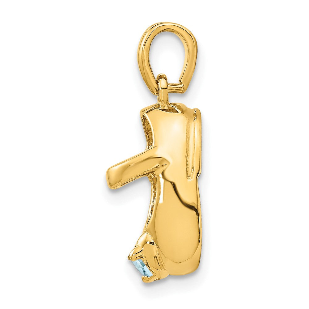 14k 3-D March/Synthetic Stone Engraveable Baby Shoe Charm