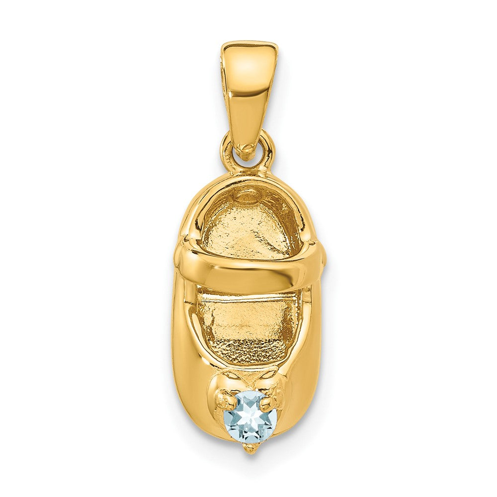 14k 3-D March/Synthetic Stone Engraveable Baby Shoe Charm