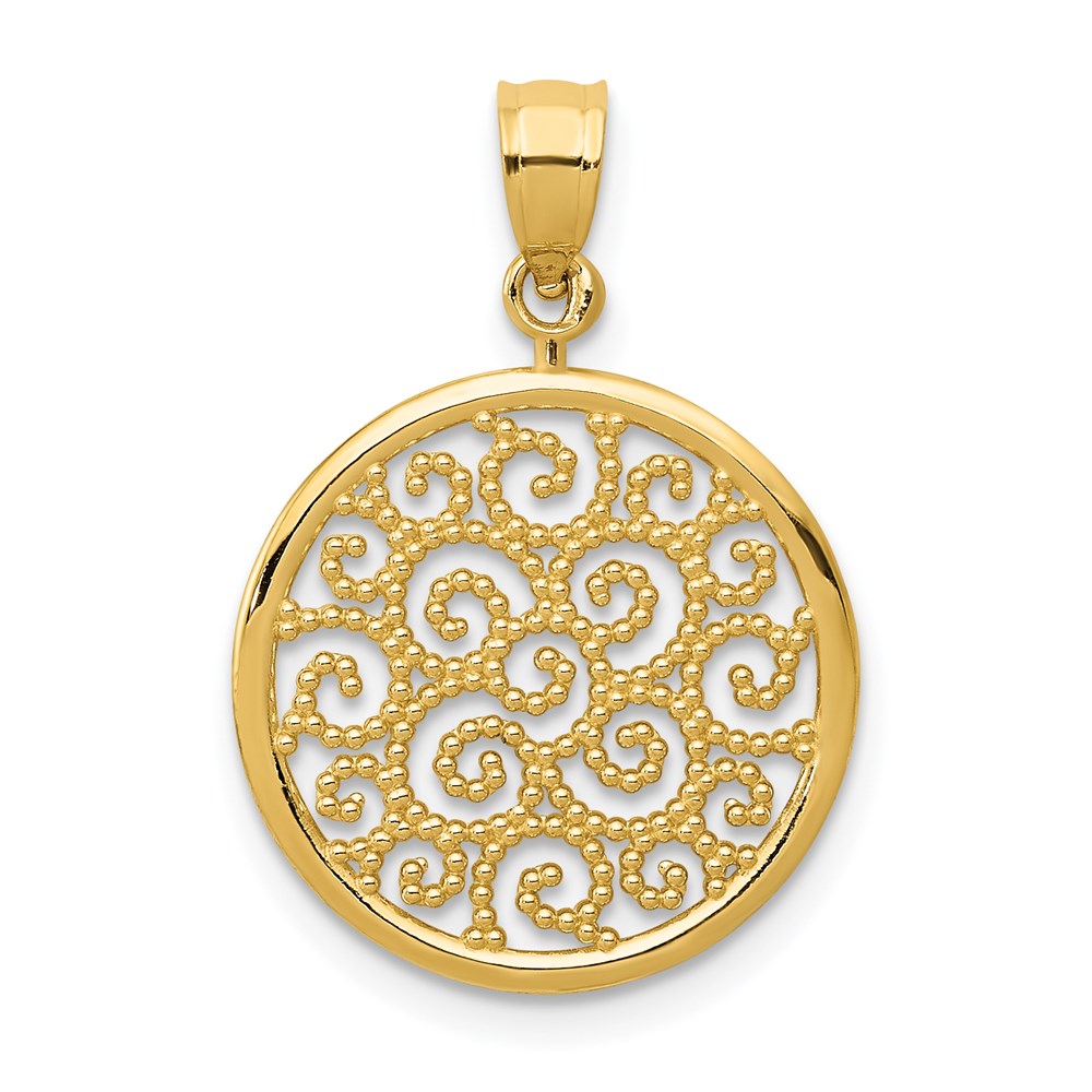 14k Filigree Round Pendant