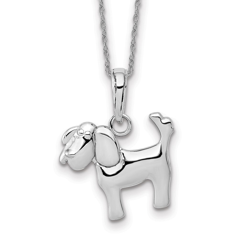 14k White Gold Polished Dog Necklace