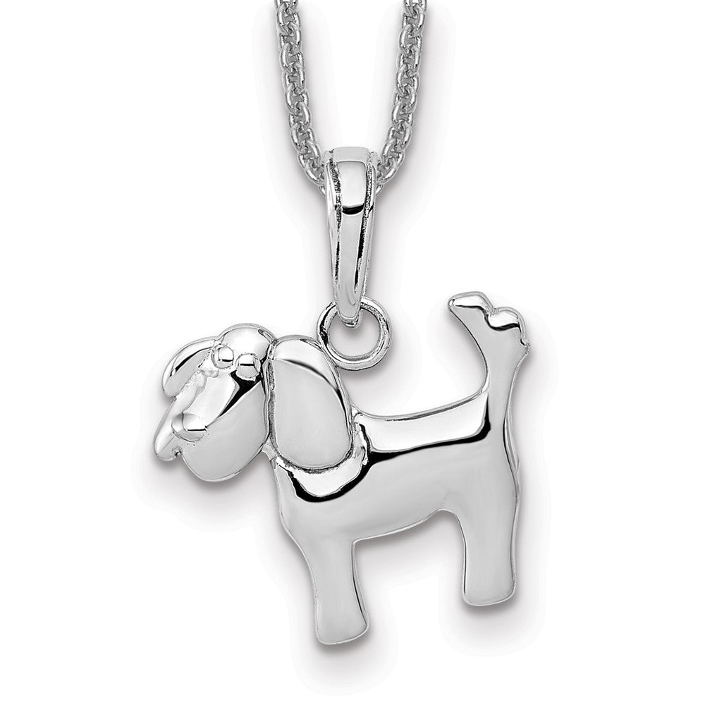 14k White Gold Polished Dog Necklace