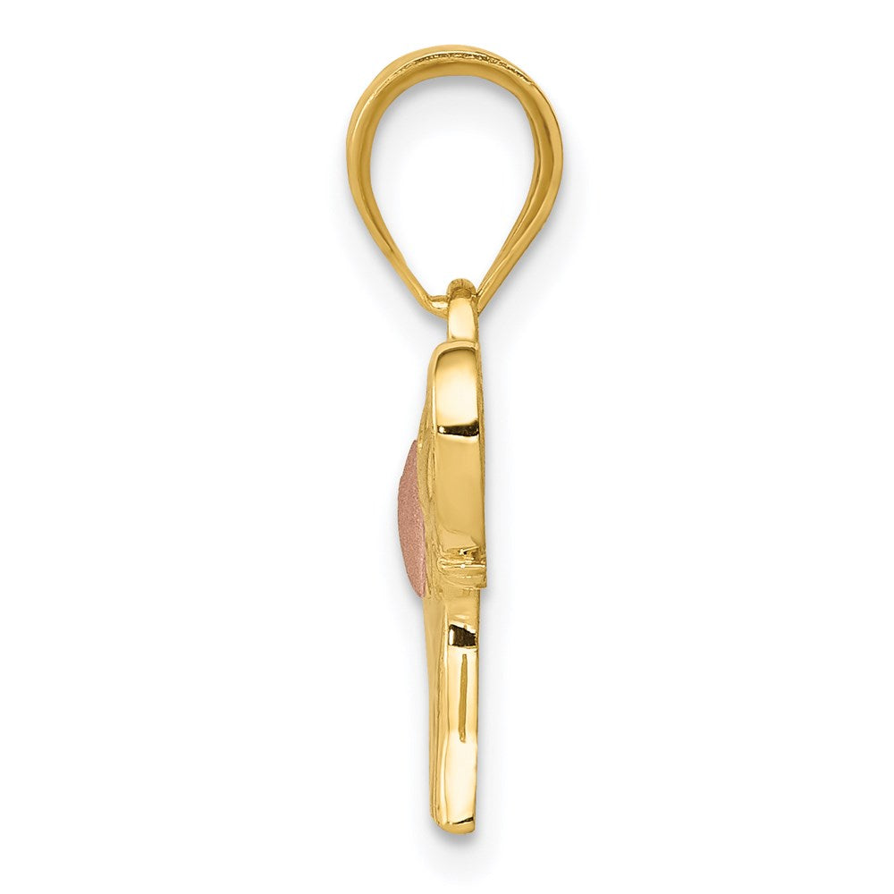 14k Yellow and Rose Gold Elephant with Heart Charm