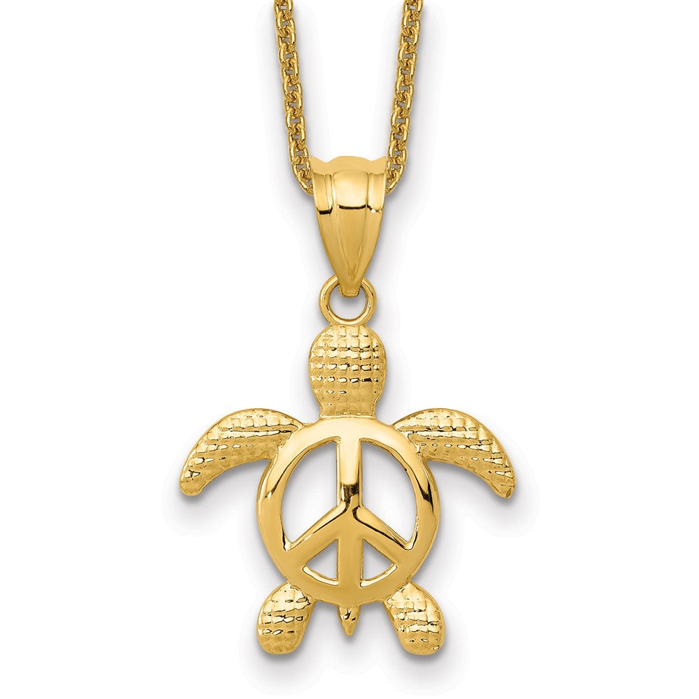 14k Peace Turtle Pendant w/ chain