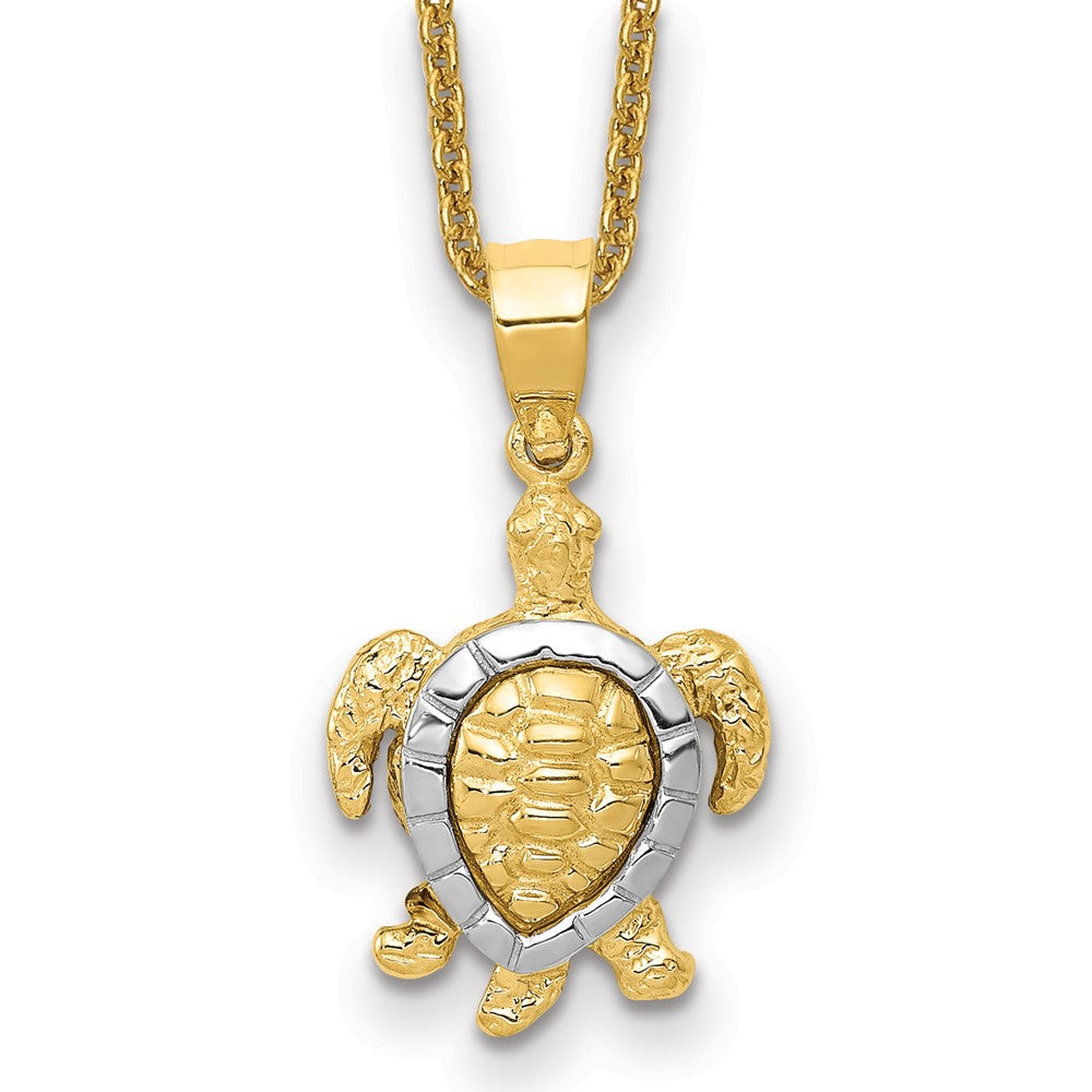 14k Two-tone Gold Turtle Necklace