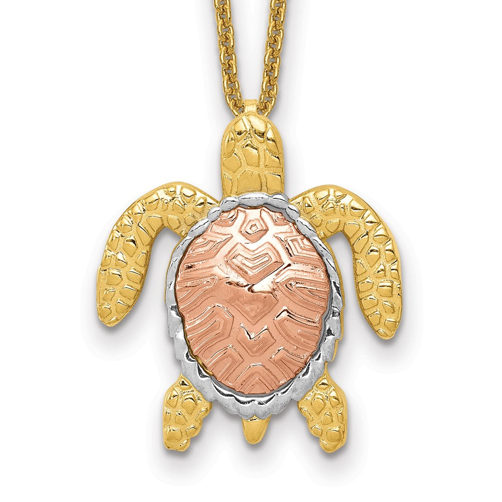 14k Two-tone with White Rhodium Turtle Necklace