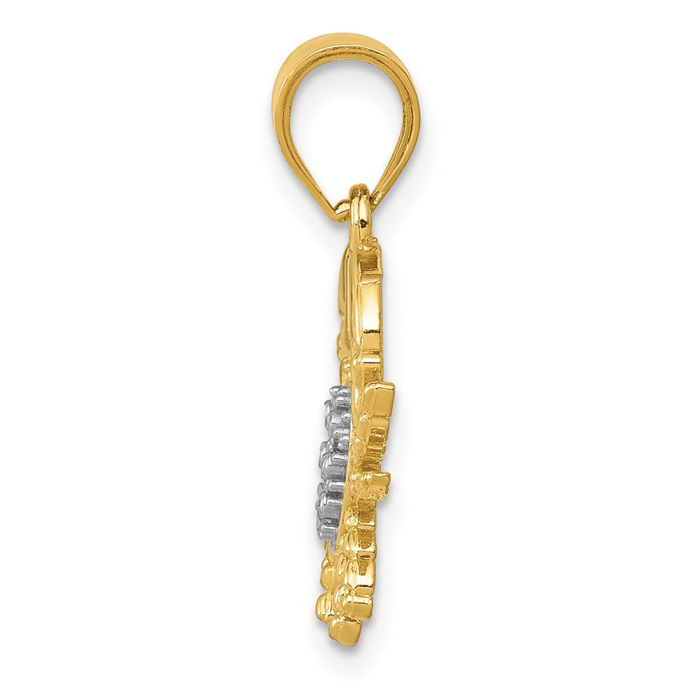 14K and White Rhodium Diamond-Cut Crab Pendant