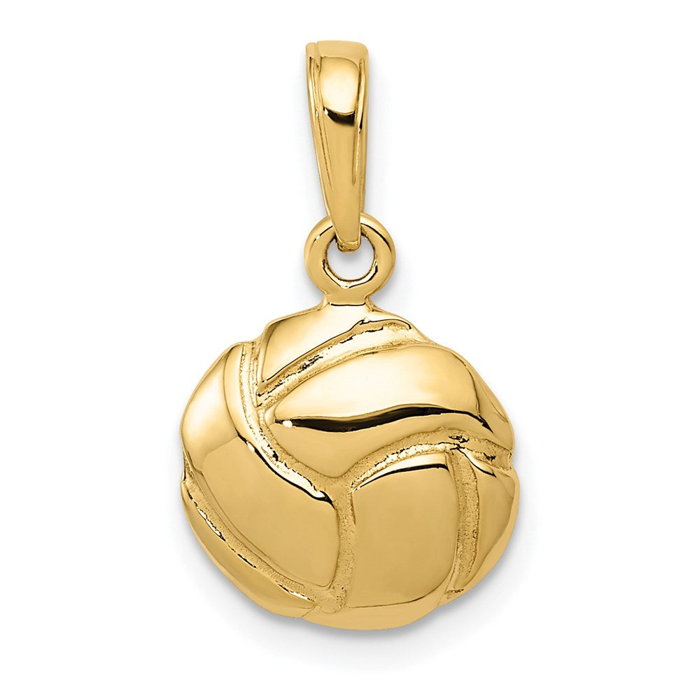 14K Solid Polished Domed Open-Back Volleyball Charm
