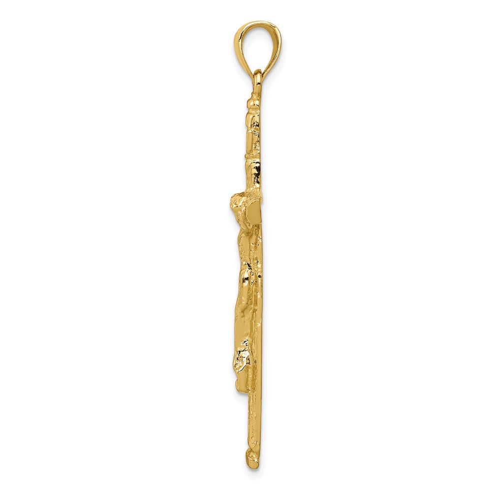 14k Textured Tree INRI Crucifix Pendant