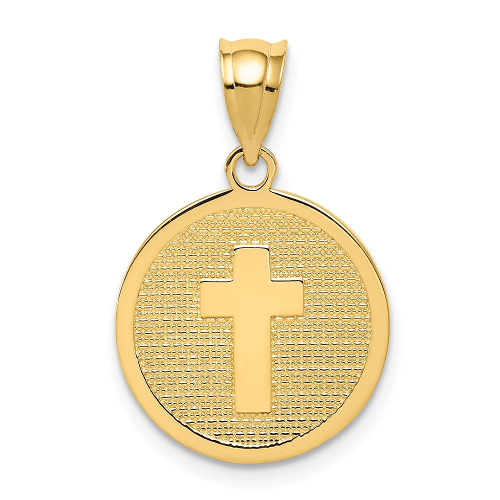 14K Reversible Cross and GOD BLESS Disc Charm
