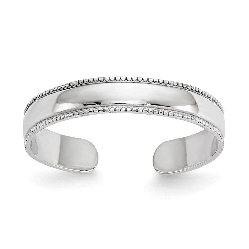 14K White Gold Adjustable Milgrain Band Toe Ring