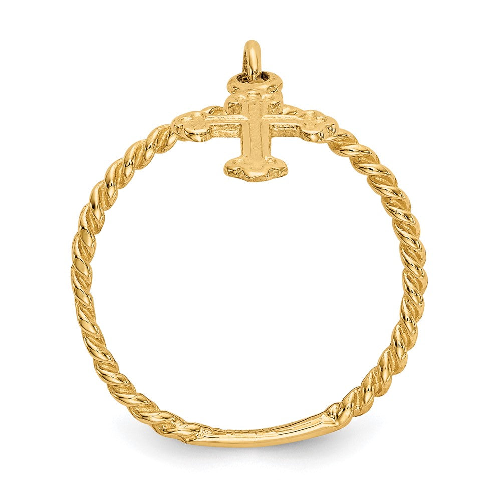14k Cross Dangle Twisted Band Size 4 Ring
