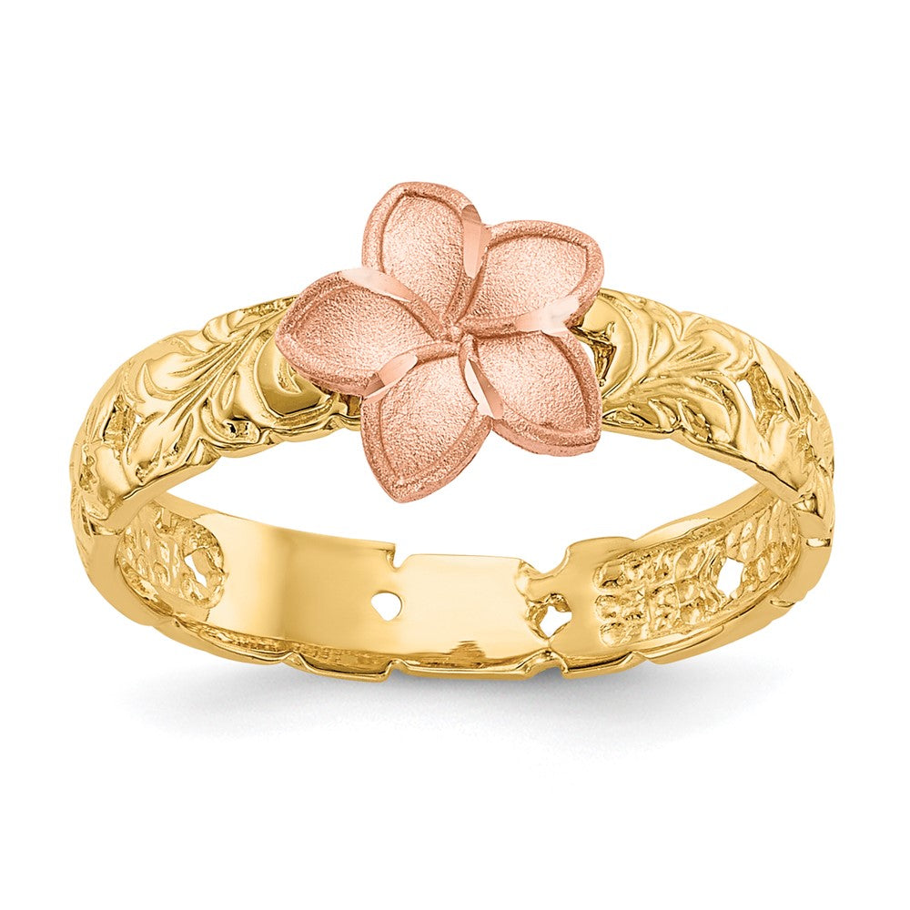 14K Two-tone Plumeria Size 3 Ring