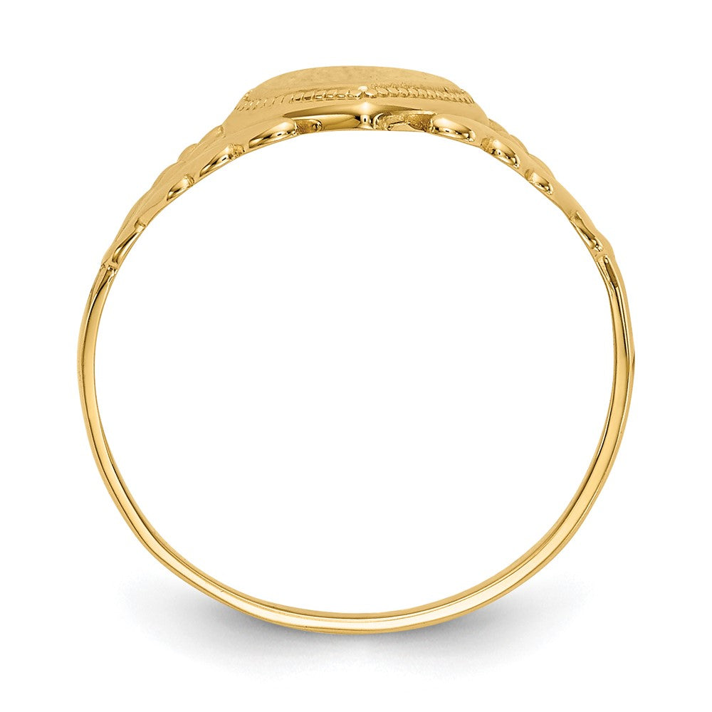 14k Polished 6.0x Closed Back Size 3 Heart Signet Ring