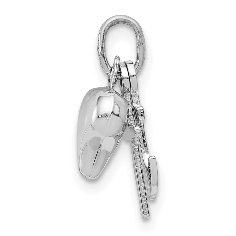 14K White Gold 3D Moveable Heart/Cross/Anchor Pendant