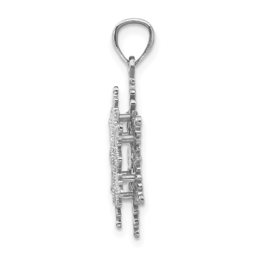 14k White Gold Polished and Textured 2-Level Snowflake Pendant