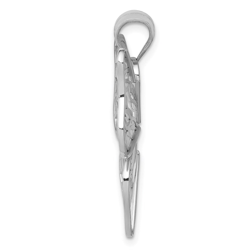 14k White Gold Polished Large Filigree Butterfly Pendant