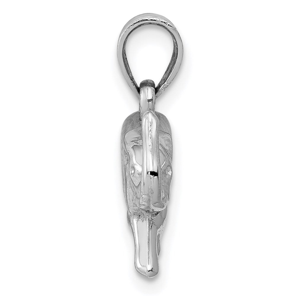 14k White Gold 3-D Polished Elephant Pendant