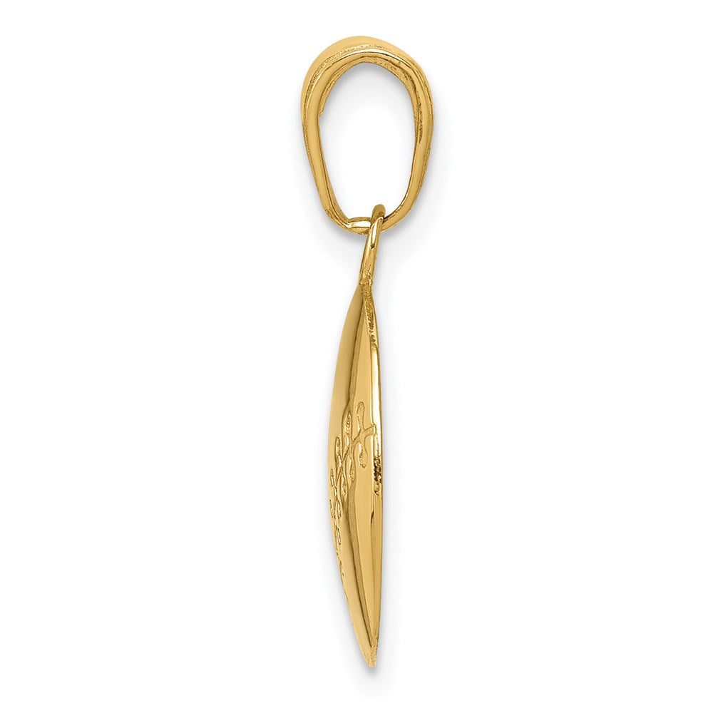 14K Gold Polished Baseball Closed Back Pendant