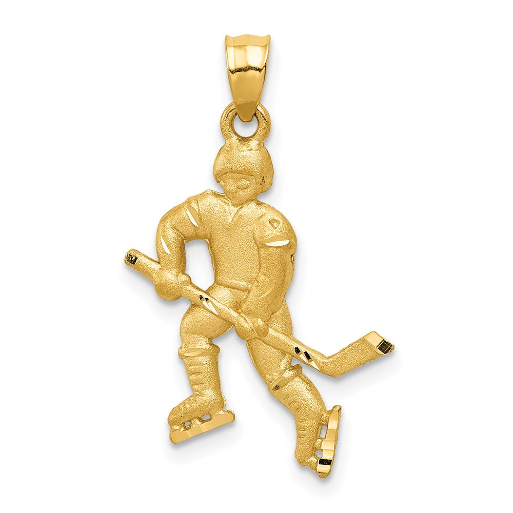 14K Satin D/C Hockey Player Pendant