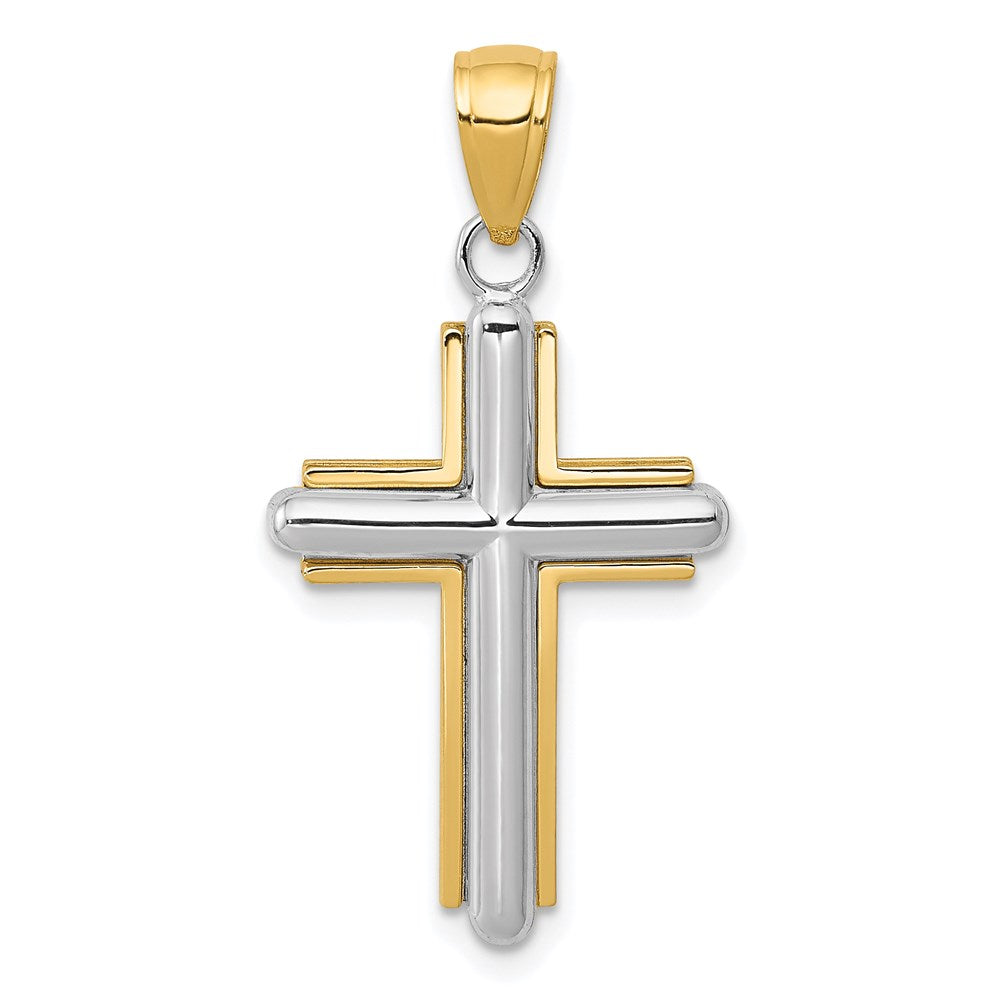 14k Two-tone Cross Pendant