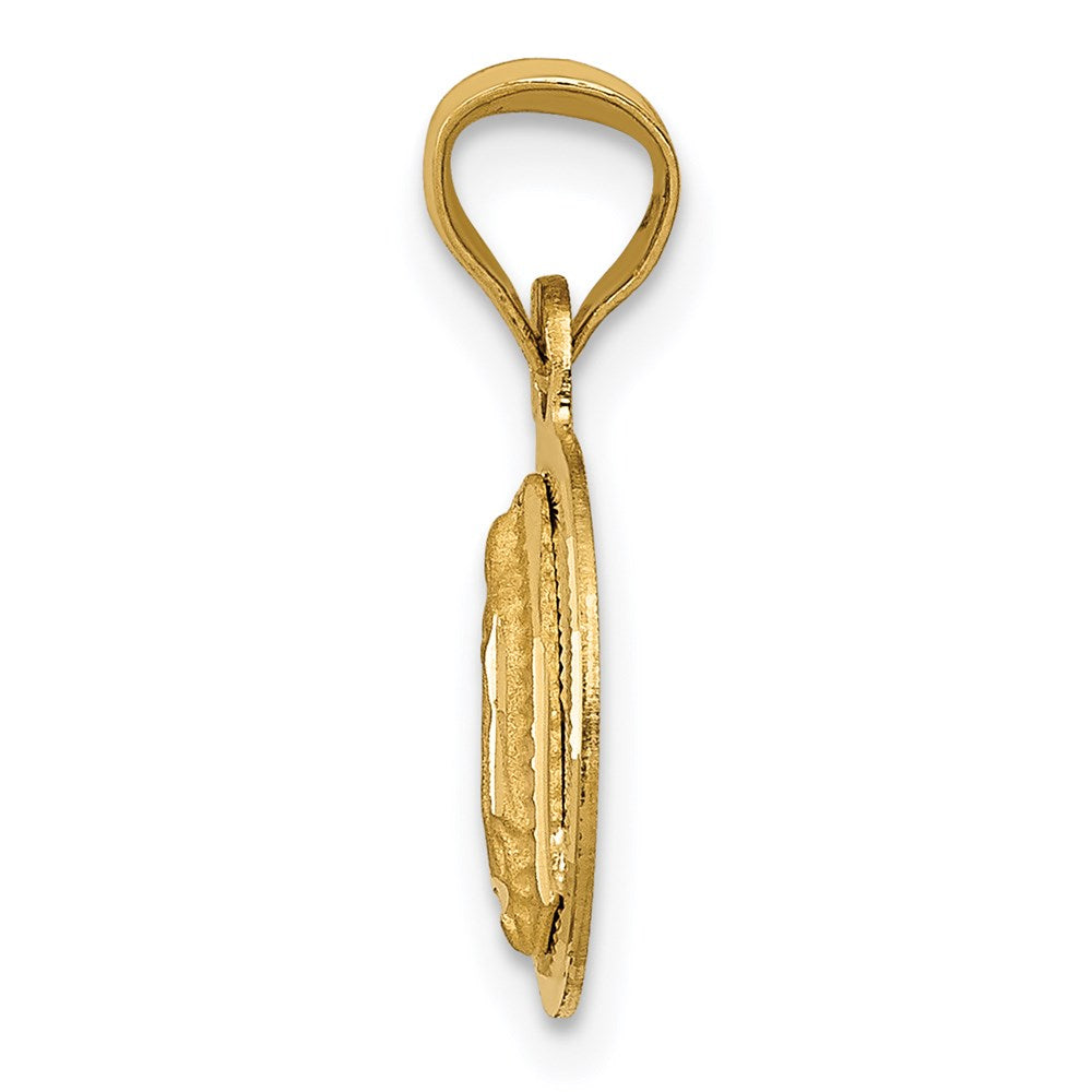 14K Polished D/C Lady Of Guadalupe Circle Pendant