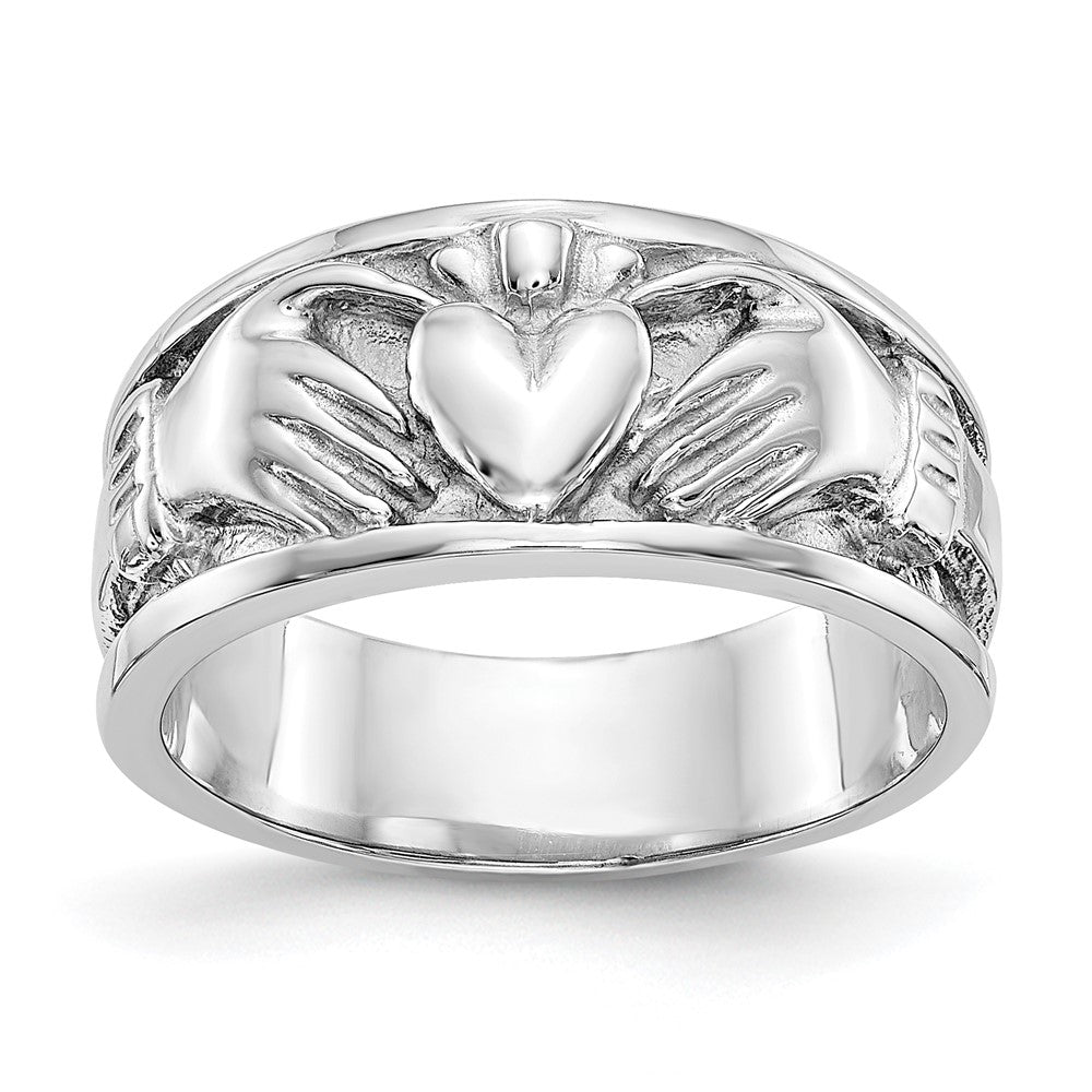 14k White Gold Claddagh Band