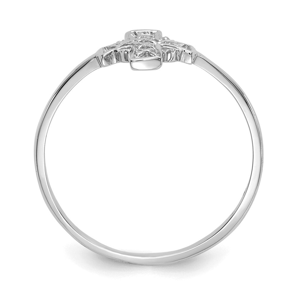 14k White Gold Polished Celtic Cross Ring