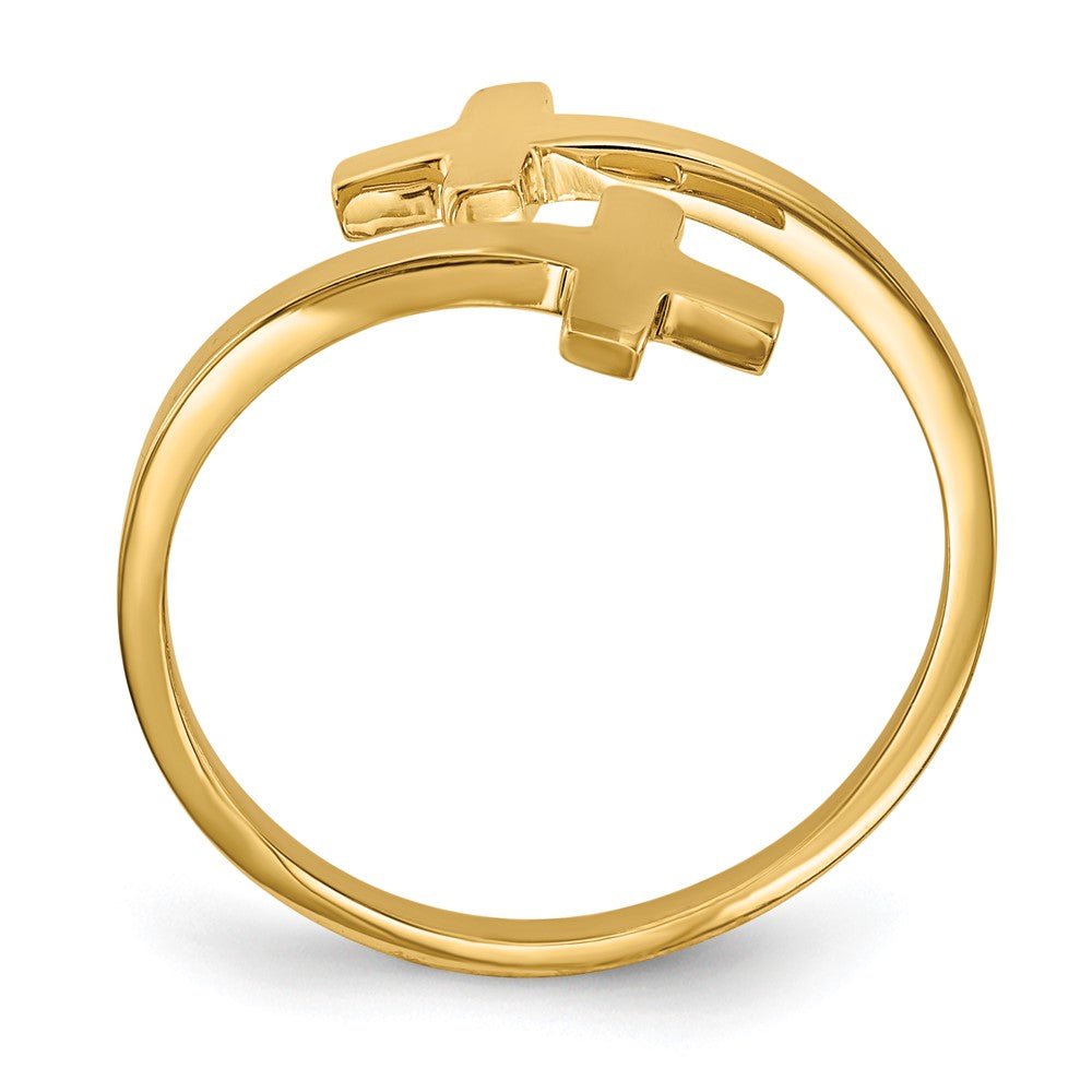 14k Polished Double Cross Bypass Ring